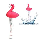 Schwimmende Pool Thermometer, Flamingo Wasserthermometer Mit Saite Schwimmbad Thermometer Wassertemperatur Poolthermometer Für Innen & Außen Pools, Spas, Whirlpool, Aquarien, Fischteiche