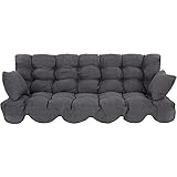 PATIO Auflagen Set für Hollywoodschaukel Polsterauflage Sitzkissen Rückenkissen Seitenkissen Gesteppt H024-07PB 184 cm Minorca (Polyester-Baumwolle, Grau)