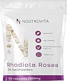 Nootrovita Rhodiola Rosea 500mg | 120 Rosenwurz Kapseln Hochdosiert | Extrakt mit 3% Salidroside (15mg) | Keine Künstlichen Füllstoffe | Allergen Frei | Hergestellt in ISO-Zertifizierten Betrieben