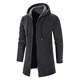 Tomwell Herren Kapuze Wintermantel Mantel Lang Slim Fit Herrenmantel Winter Premium Business Mantel Männer Wollmantel Langer Trenchcoat Mantel Windbreaker Warm Wolle Mantel Grau XXL