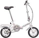 Kinderfahrräder Klapp, 12' Light Weight Faltrad, High-carbon Stahlrahmen, Junior School Students Single Speed ​​Verstärkter Rahmen Commuter Bike (Color : White)