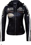 Urban Leather Damen damen motorradjacke mit protektoren, Schwarz, M