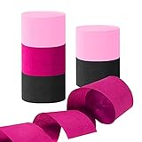 Krepppapier-Luftschlangen, 6 Rollen (2,5 m pro Volumen), Rosa / Schwarz