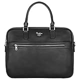 David Jones - Herren Aktentasche - Mann Business Tasche PU Leder Arbeitstasche - 15 Zoll Laptoptasche Große Umhängetasche - A4 Schultertasche Henkeltasche Handtasche Messenger Arbeit Büro - Schwarz