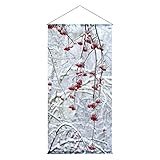 Dekobanner Stoffbanner Textilbanner Stoffposter Vorhang Winterbeeren mit Stange