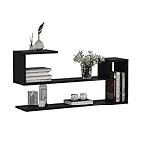 HOMIDEA Wave Wandregal - Wandregal - Bücherregal - Hängeregal für Arbeitszimmer / Wohnzimmer in modernem Design (schwarz)