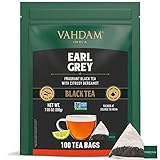 VAHDAM, Earl Grey Teeblätter (100 Teebeutel) ZITRUSIG, KÖSTLICH&AROMATISCH | SchwarzTee gemischt mit 100% natürlichem Bergamotte Öl, natürliche Quelle von Antioxidantien | Eis/heißen Tee