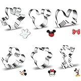 HONGECB Mouse Cutter Set, Mini Maus Ausstecher, Ausstechform aus Edelstahl, Disney Ausstecher, DIY Fondant Plätzchenausstecher, Maus Ausstechformen Set für Kinder, 6 Stück