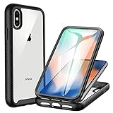 CENHUFO für iPhone X Hülle, iPhone XS Hülle 360 Grad Schutzhülle Stoßfest Panzerhülle mit Eingebautem Displayschutz Robust Bumper Outdoor Case Full Cover komplett Handyhülle für iPhone X/XS -Schwarz