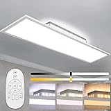 Dimmbar LED Deckenleuchte 100x25 cm, 40W Ultra Dünn Deckenlampe mit Backlight Fernbedienung, Hohe Helligkeit 2700K-6500K Warm Natur Kalt Weiß Licht Panel Lampe für Wohnzimmer Küche Werkstatt Büro