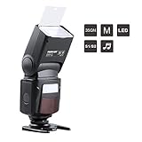 PHOTOOLEX M500 Blitz Flash Speedlite für Canon Nikon Sony Panasonic Olympus Pentax Fujifilm Sigma Minolta Leica und andere Spiegelreflexkameras mit Einzelkontakt-Blitzschuh