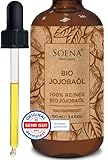 SOENA NATURALS® JOJOBAÖL BIO KALTGEPRESST |100% Rein & Natürlich | Für Gesicht Haare Haut Nägel | Gesichtsöl - Körperöl Straffend | Anti-Aging für elastische Haut - Vegan | Feuchtigkeitspflege