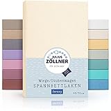 Julius Zöllner Jersey Spannbettlaken für Wiegen 90x40cm und Stubenwagen, 100% Baumwolle, STANDARD 100 by OEKO-TEX, ecru