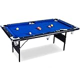 Buckshot Billardtisch 6ft - 193x109x81cm Atlanta- Tischbillard klappbar mit Zubehör - 6 Fuß Pool Billard mit Metallklappbeinen - Blau/Schwarz