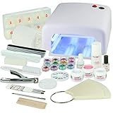 UV Gel Nagelstudio Starter Set Weiß-Nagelset mit Nailart, UV Lampe und UV Gel ideales Starterset