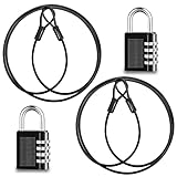 2 Stücke Stahlseil mit Ösen, Sicherheitsstahlkabel mit Combination Lock, Rostfreies Kabelschloss mit Diebstahlschutz zu Außenanwendung, Stärke:4mm | Länge:1,5m (Schwarz)