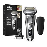 Braun Series 9 Pro Premium Rasierer Herren mit 4+1 Scherkopf, Elektrorasierer & ProLift Trimmer, Ladestation, 60 Min Akkulaufzeit, Wet & Dry für 1-, 3- und 7-Tage-Bart, Geschenk Mann, 9417s, silber