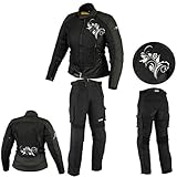 DAMEN MOTORRADKOMBI JACKE + HOSE - AUS TEXTIL /CORDURA für Motorrad Biker Chopper Cross (XS)