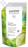 lavera Nachfüllbeutel Frische Pflegeseife - Flüssigseife mit Bio-Limette & Bio-Zitronengras - milde Reinigung - vegan - pH-neutral - auch für empfindliche & trockene Haut geeignet - 6 x 500 ml