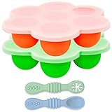 Babybrei einfrieren Behälter, Brei einfrieren Behälter, Babynahrung mit 2 gratis Baby Löffel für Baby Led Weaning (BLW). Das ideale Beikost Baby Zubehör Set um Babybrei zu essen und als Zahnungshilfe.