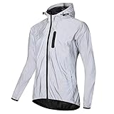 Agolu Reflektierende Fahrrenjacke Damen Fahrrad Regenjacke Herren Wasserdicht Atmungsaktiv Fahrrad Jacke Unisex Full Reflective Jacke Leichte Laufjacke Fur Outdoor Sports(Size:m,Color:Silber)