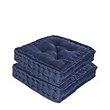 Inspire - 2er-Set Bodenkissen - LOIC - Samt - Polyester - Blau- 40x40x10 cm - Matratzenkissen - Sitzkissen