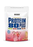 Weider Protein 80 Plus Eiweißpulver, Erdbeer, Low-Carb, Mehrkomponenten Casein Whey Mix für Proteinshakes, 500g