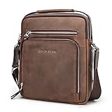 BISON DENIM Herren Taschen Echtleder Umhängetasche Retro Messenger Casual Business Handtasche Umhängetaschen Schultasche Braun for Herren