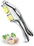 CIRYCASE Knoblauchpresse Edelstahl, Langlebiger 2 in 1 Knoblauchschneider mit Ergonomischer Rutschfester Griff, Garlic Press für Frischen Knoblauch/Ingwer/Nuss, Super Einfach zu Bedienen & zu Reinigen