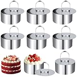 Backringe, 8 Stück Servierring, Dessertringe 8cm, Anrichteringe, Servierringe Edelstahl Set, Törtchen Formen Geeignet für Mousse Desserts Kuchen und Backen