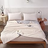 Qucover Sommer Bettdecke aus Baumwolle und Mikrofaser, Dünne Steppdecke 150x200cm für Einzelbett, Sommerbettdecken ohne bezug nutzbar, Leichte & Weiche Sommerdecke, Wendedesign Beige & Grau