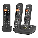 Gigaset C575A Trio, 3 Schnurlose Telefone mit Anrufbeantworter, großes Farbdisplay mit aktueller Benutzeroberfläche, Adressbuch für 200 Kontakte, Jumbo-Modus, Anrufschutz, schwarz