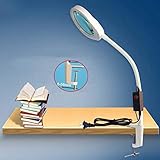 LED-Lupenlampe mit Klemme, mit verstellbarem Schwenkarm, 10 x 20 x Lupe, vertikaler Schreibtisch, Lupenleuchte, Schönheit, Verstellbarer Schönheitsständer (weiß)