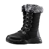 IQYU Damenstiefel Stiefeletten für Damen Schnürstiefel Elegant Stiefelette Outdoorschuhe Trekkingstiefel Damen Booties Wasserdicht Schnürstiefelette Schneeschuhe Shoes