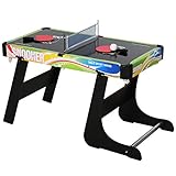 HOMCOM 4-in-1 Tischspiel Tischbillard Tischfußball Tischtennis Hockey Kickertisch Multigame für Kinder Zusammenklappbar MDF