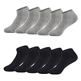 TUUHAW Sneaker Socken Damen Herren Sneakersocken 10Paar Halbsocken Kurze Atmungsaktive Baumwolle Schwarz-Grau_39-42