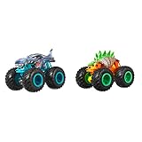 Hot Wheels HHY43 - Monster Trucks Maßstab 1:64 2er-Pack, 2 Spielzeugtrucks mit riesigen Rädern, Spielzeugauto Geschenk für Kinder ab 3 Jahren Jahren