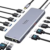 USB C Docking Station Triple Display,13 in 1 USB C Hub Docking Station Dual HDMI Adapter 2*4K HDMI,Displayport,USB 3.1&3*USB 3.0&2*USB 2.0,Gigabit Ethernet,100W PD,USB C Data Transfer,3.5 mm Audio/Mic