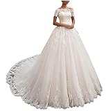 Prinzessinnen-Ballkleid, Hochzeitskleid, Übergröße, schulterfrei, Brautkleid, Spitzenperlen, Hochzeitskleid, Brautkleid, BA-VN8193, weiß, 56 Plus