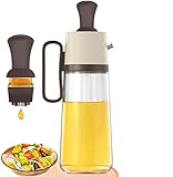 Alihoo 2-in-1-Glas-Olivenöl-Spenderflasche mit Silikonbürste, Essig-Sojasaucen-Spender, Silikon-Tropfer-Messöl-Spenderflasche, zum Kochen, Backen, BBQ, Grill, Essig, Truthahn, Backpinsel