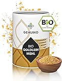 Genuino Bio Goldleinmehl 300g - 100% gemahlene, teilentölte Goldleinsamen - Low Carb Mehl - Mehlersatz - Proteinmehl ideal zum Backen, Panieren - glutenfreie Mehlalternative - Leinsamenmehl