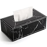 GORESE Kosmetiktücherbox Tücher Box aus Leder (Black Marble)