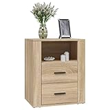 Gecheer Nachttisch Beistellschrank Mit 2 Schubladen und 1 Fach Beistelltisch,Nachtschrank Nachtkommode Wohnzimmertisch Nachtkonsole Telefontisch 50 x 36 x 60 cm (L x B x H) Holzwerkstoff Sonoma-Eiche