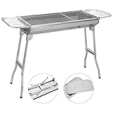 Sunjas Edelstahl Holzkohlegrill, Klappgrill Outdoor BBQ Grills, Portable Campinggrill, Standgrilll, Grillwagen Kohlegrill- 74 x 33.5 x 71.5