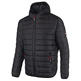 Lee Cooper Workwear Herren-Steppjacke mit durchgehendem Reißverschluss, Thermo-Arbeitskleidung, mit Kapuze, gepolstert, Schwarz, 2XL