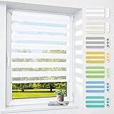 Doppelrollo klemmfix ohne Bohren & mit Bohren, 40 x 120 cm (BxH) Weiß, 3-in-1 Rollos für Fenster & Tür, Fensterrollo innen lichtdurchlässig & verdunkelnd, Klemmrollo Rollo Sonnenschutz & Sichtschutz