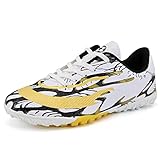 Rhyme-Zeal Herren-Fußballschuhe, athletischer Rasen, Fußballschuhe, professionelle Indoor- und Outdoor-Sneaker, Weiss/opulenter Garten, 44 EU