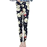 yiouyisheng Gefütterte Leggings Damen Weihnachten Thermo Leggings Damen Winter Gefüttert Weihnachtsleggings Christmas Thermoleggins Winterleggings Freizeithose Thermohose Strumpfhosen