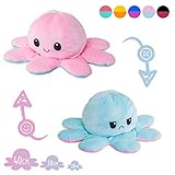 Lidy Bidy Stimmungs Oktopus Kuscheltier - 3 Größen - Tintenfisch zum Wenden - Spielzeugsicherheit getestet - Reversible Mood Octopus Plüschtier