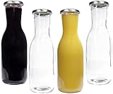 mikken 4 x Glasflasche 1,0 Liter Karaffe inkl. Etiketten